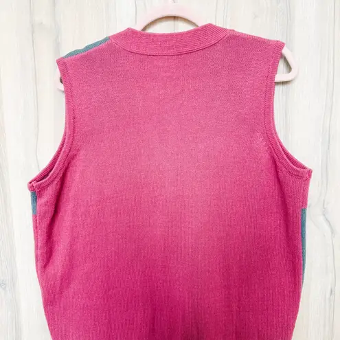 VTG Adrian Delafield Womens Sweater Vest Size L Pink Green Floral Cottage 90s Size L