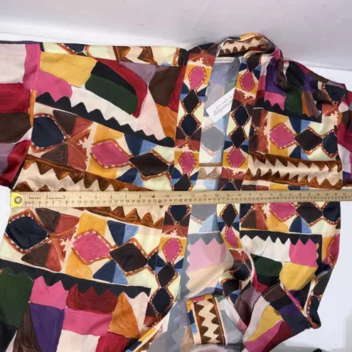 Soft Surroundings Margot Open Front Cardigan Kimono Geo Satin Art to Wear S/M