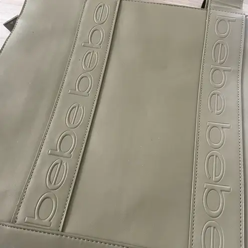 Bebe Olive Green Top Handle Embossed Logo Interior Pockets Hana Tote