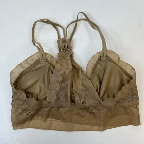 Aerie  Size S Pop Lace Padded Bralette Beige Racerback Adjustable Wireless