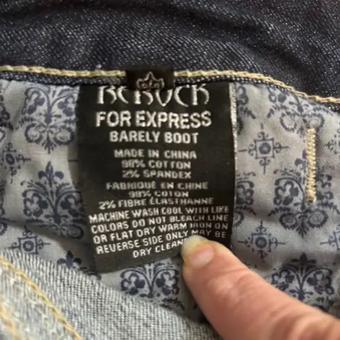Y2K ReRock Express Jeans Womens 10L Barely Boot 32x34 Whisker Dark Low Rise Blue Size undefined