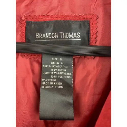 Brandon Thomas Womens Red Leather Blazer Jacket Size M Size M