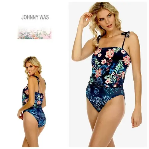 Johnny Was New. Boho floral blouson swimsuit. Retails $238. 3X