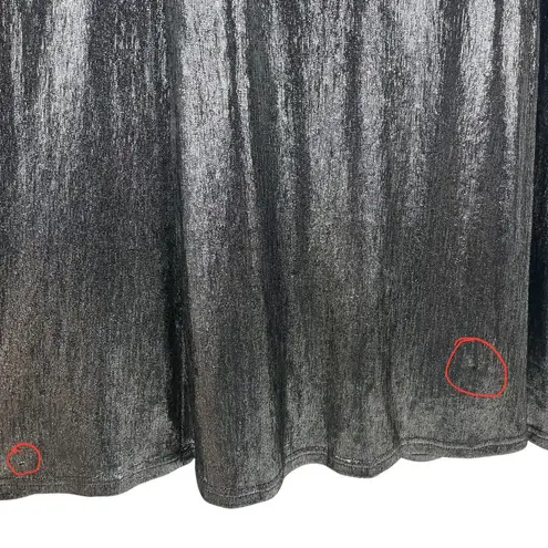 Tadashi Shoji Copley Shoulder Drape Lame Gown Silver Steel Size XL