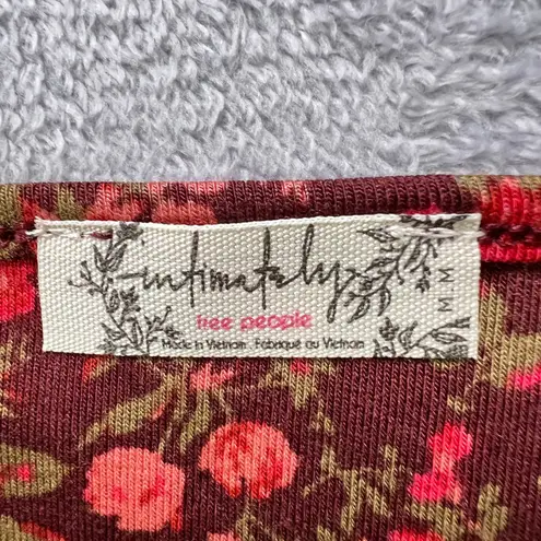 Free People Intimately Kaya Print Cutout Bodysuit Chocolate Combo Womens Medium Red