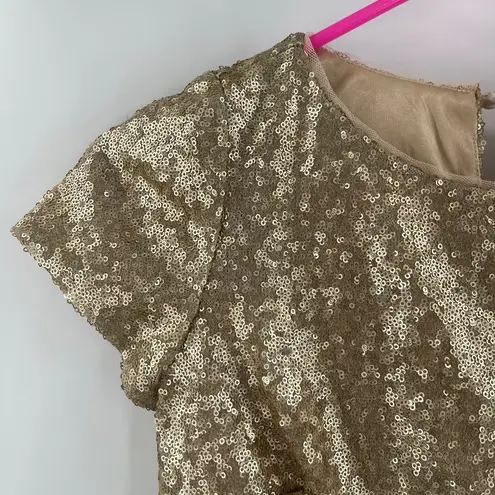 Revelry Gold Sequin Crop Top Extra Small Style 2454 Evening Wedding Bridesmaid Size XS