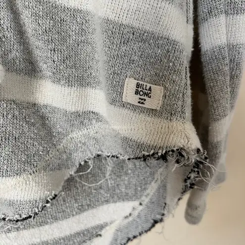Billabong  Women's Gray &White Striped Terry Cloth Long Sleeve Hoodie Size M