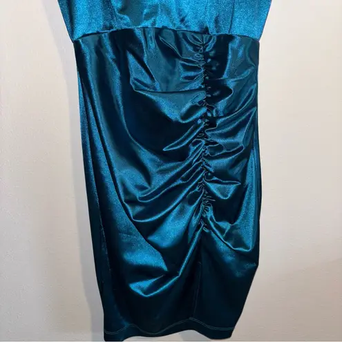 Honey and Rosie HOMECOMING DRESS Teal Satin Mini Size S