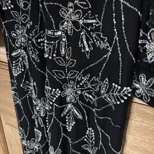 Quiz Women's Embellished Balloon Sleeve Evening Dress size 4 Black