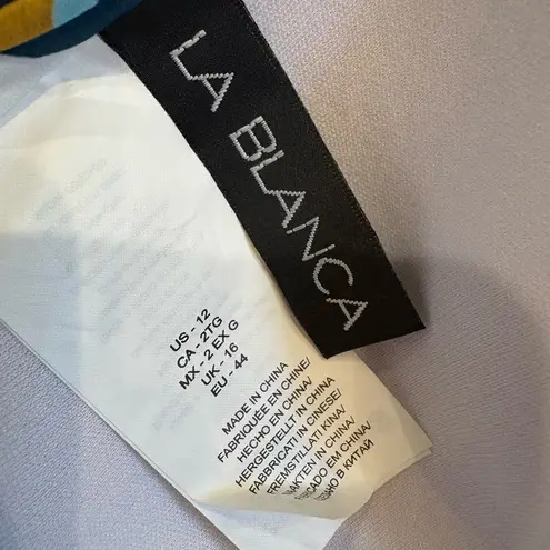 La Blanca Triangle String Bikini Top – Abstract Tropical Print – Size 12/L