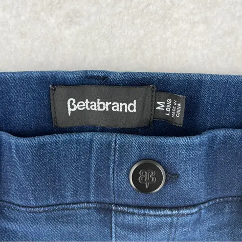 Betabrand Stretch Blue Pull On Yoga Denim High Rise Wide Leg Pants Size M