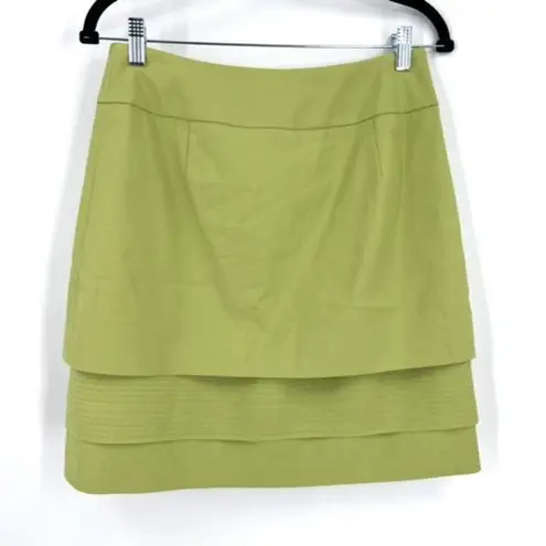 Etcetera Women's Tiered Layered Woven Fully Lined Skirt Bold Lime Green Size 6