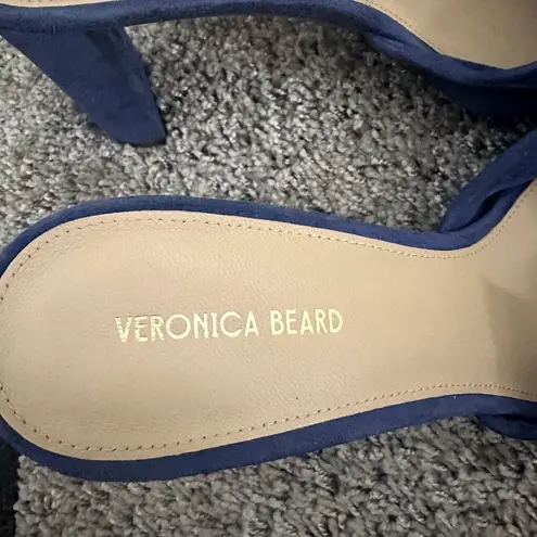 Veronica Beard NEW Ganita Knit-Front Heels in Blue Suede