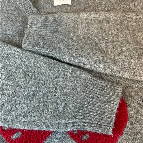 Anthropologie Luna Ivy Cherry Print Sweater Gray Size Smal