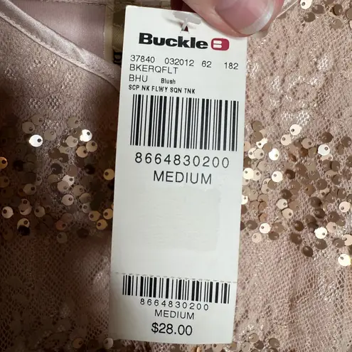 BKE Blush Sequin Embellished Lace Sleeveless Tank Top - Women's Size Medium