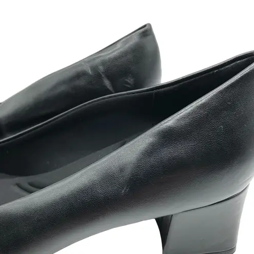 Easy Spirit Pumps Heels Block Heel Pointed Toe Faux Leather Black 9.5