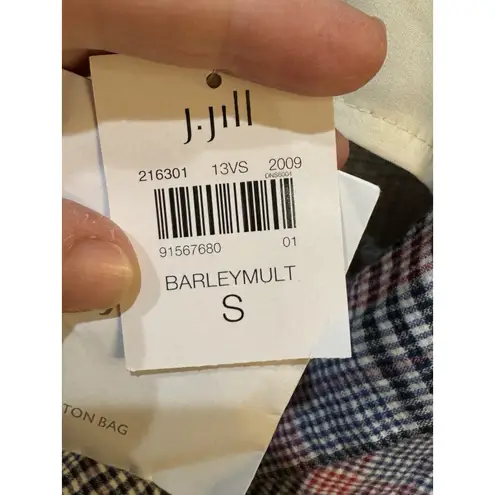 J Jill Barley Relaxed Jacket Blue Red Plaid Cotton Spandex Boyfriend Blazer