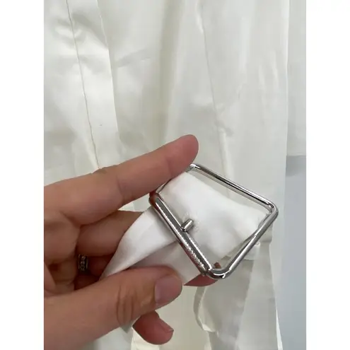 Akris Ecru White Belted Sleeveless Poplin Cape Back Tunic Blouse Size 12 NWT