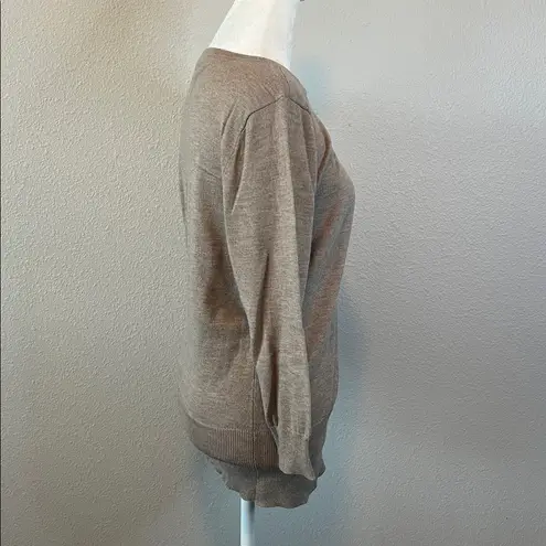 New York & Co Scoopneck 3/4 Sleeve Lightweight Sweater Beige Size Large Tan