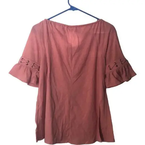 Naïf Naif Womens Short Flutter Sleeve Scoop neck Pink Blouse Size‎ Medium - Image 2