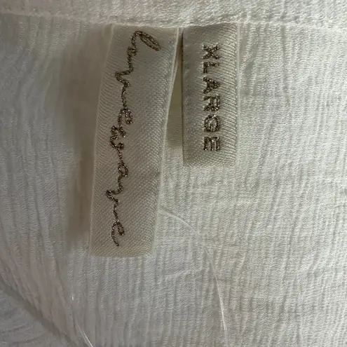 Lovewave White Ruffle Wrap Midi Skirt XL High Slit Gauze Crinkle Coverup $138