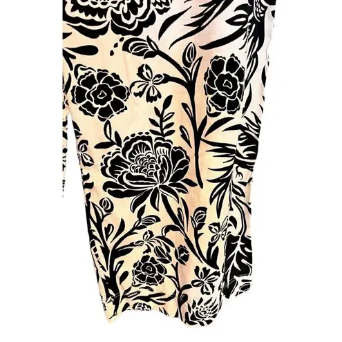 Knox Rose  Size L Black & White Floral Wide Leg Pants Boho Vacation Cruise Summer