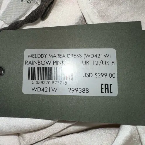 All Saints Melody Marea Silk Blend Rainbow Pink Midi Dress Size US 8