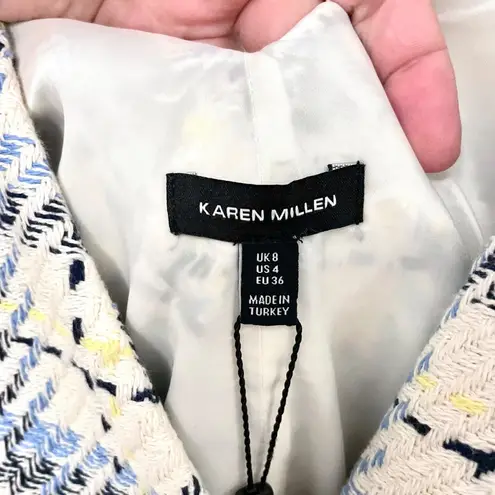 Karen Millen NWT Check Button Sleeveless Mini Dress Ivory Size US 4