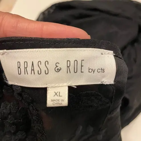 Called To Surf Brass & Roe Black Sheer Floral Embroidered Dress/Coverup Midi Dress Romantic XL