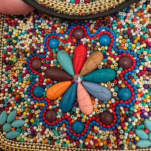 Coco + Carmen Women's Artisan Beaded Crossbody Bag w/ Black Multi color Design