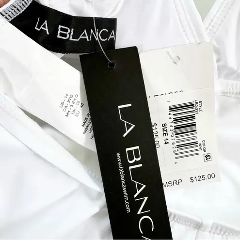 La Blanca Tummy Control Island Goddess One Piece Swimsuit White Size 14 NWT