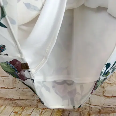 The Moon Owl All Over Print Dress Womens L Off White Short Sleeves Mod Kidcore