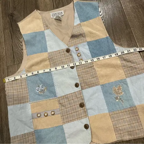 Jantzen Vintage Vest Women's XL Patchwork Linen 90's Y2K Embroidered Grandma