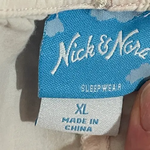 Nick & Nora Shorts Tank Pajama Set Pink White Orange Size XL