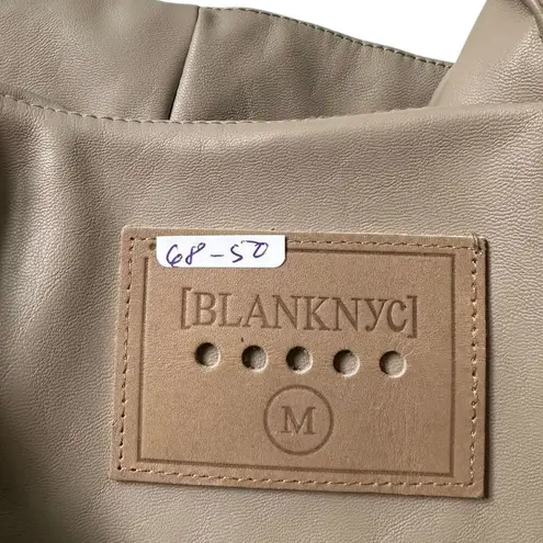 Blank NYC Sandstone Faux Leather Collarless Jacket Women Size Medium | 68