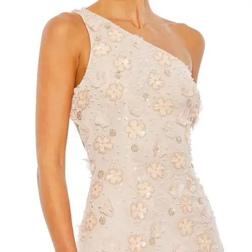 Mac Duggal 9168 Womens Blush Embellished One Shoulder Strappy Trumpet Gown