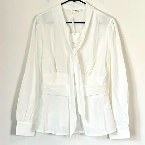 Grace Karin NWT Ivory Blouse with Bow Detail - Size: Large