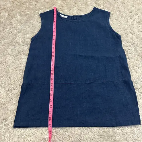 Bryn Walker Linen Women's Dark Wash Denim Sleeveless Top Dark Blue
