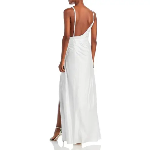 Retrofete Yesi Pleated Lamé Gown Metallic White Womens Size Small