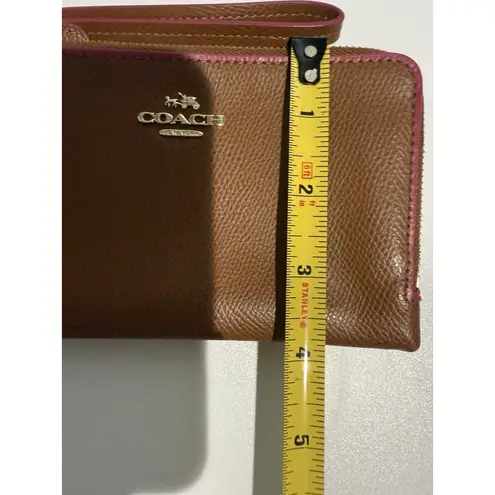 Coach  Brown Pebbled Leather Double Zipper Closure Wristlet - Wallet T