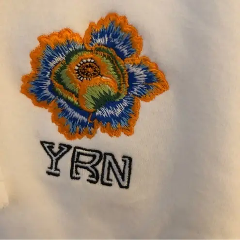 YRN YUNG RICH NATION CROP PULLOVER OVERSIZED FLORAL GRAPHIC HOODIE SWEATSHIRT White Size XS