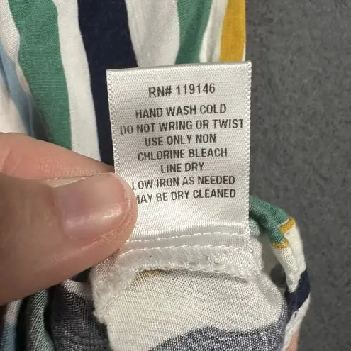 JODIFL Shirt Womens Medium Multicolor Striped Rayon Short Sleeve Loose Fit Top