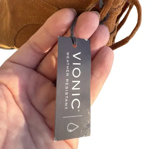 Vionic NEW Ronnie Brown Suede Zip Heel Lace Up Ankle Booties 9.5 Classic Dressy