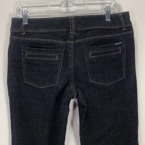 White House | Black Market WHBM Noir Denim Dark Wash Trouser Leg Lightweight Jeans Size 8 Regular