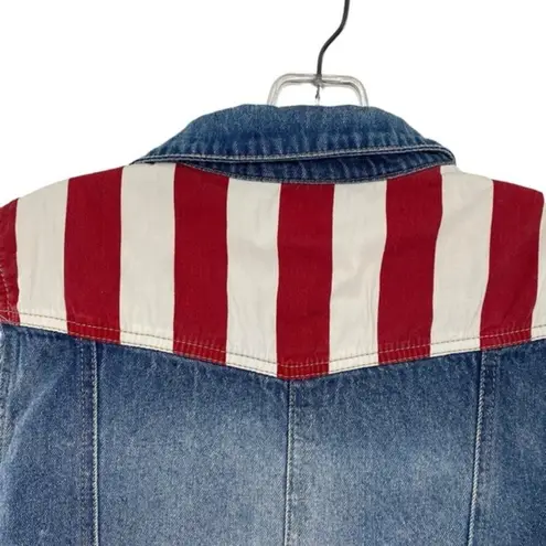 Vintage Y2K American Flag Denim Vest Western Country Cowgirl Size undefined