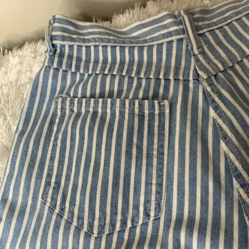 Vintage Light Blue Stripe Denim Bermuda Shorts Jorts Sz XS Waist 23"