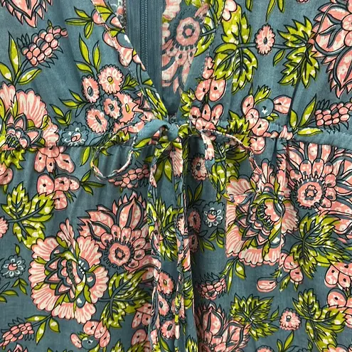 Tiare Hawaii Blue & Pink Floral Flare Sleeve Romper One Size