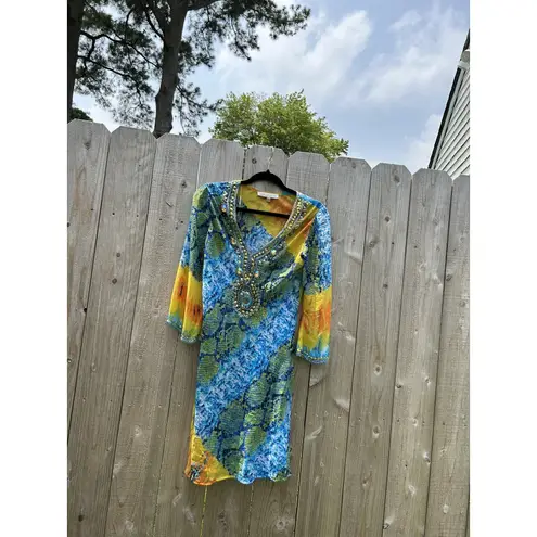 Solitaire by Ravi Khosla Jewel & Bead Encrusted Mini Dress Sheer Size Small‎