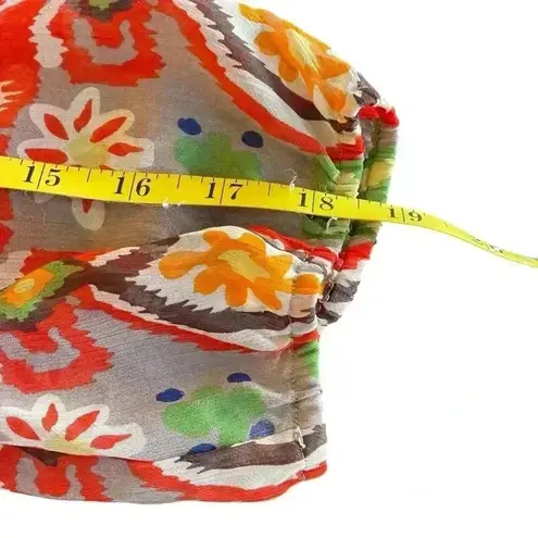 Tribal Boho Peasant Sheer Blouse Size 6 Southwestern Aztec Hippie Flowy Colorful