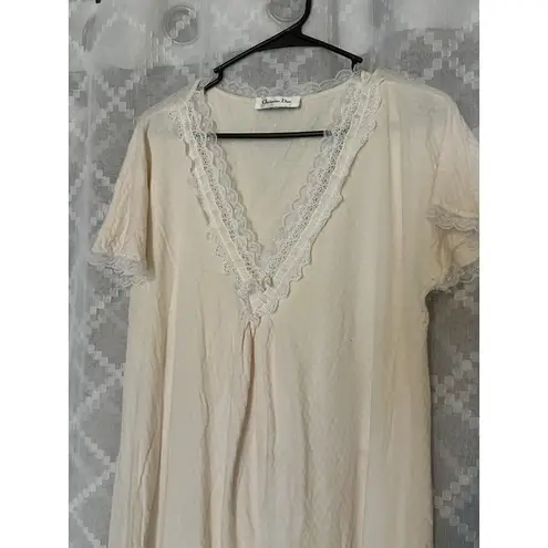 Vintage Christian Dior Nightgown Women M L Pale Pink Long Lace Coquette Size M